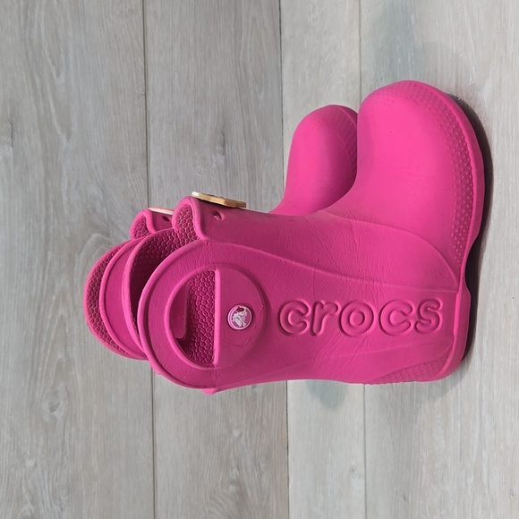 Crocs Girls Kids Pink Rain High Top Boots Shoes Sz C10 Toddler - Picture 2 of 11